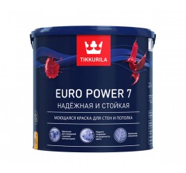 Краска латексная "EURO-POWER-7" база А 2,7 л , моющаяся д/стен и потолков TIKKURILA - фото - 1