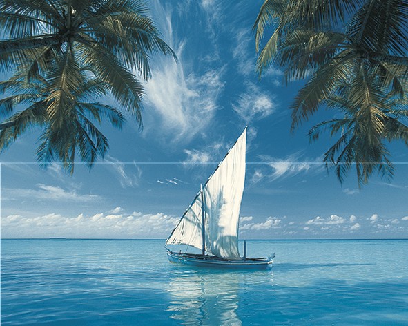 Ocean Sailboat Панно из 2-х плиток 40x50 - фото - 1