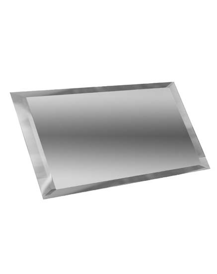 Прямоугольная зеркальная серебряная плитка с фацетом 10мм ПЗС1-02 - 480х120 мм/10шт - фото - 1