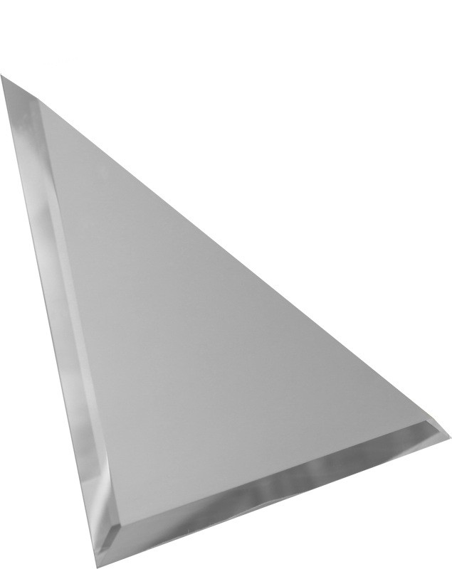 Треугольная зеркальная серебряная плитка с фацетом 10мм ТЗС1-02 - 200х200 мм/10шт - фото - 1