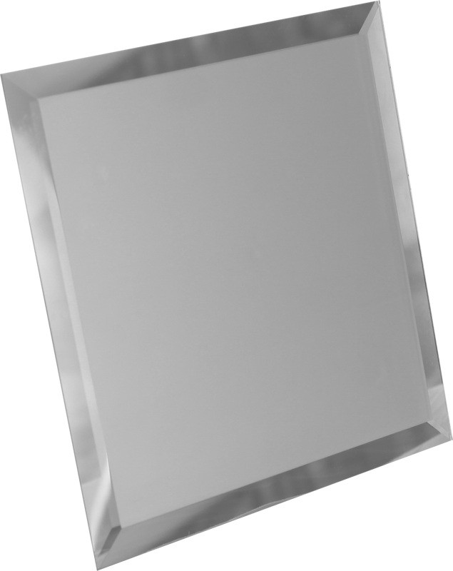 Квадратная зеркальная серебряная плитка с фацетом 10мм КЗС1-01 - 180х180 мм/10шт - фото - 1