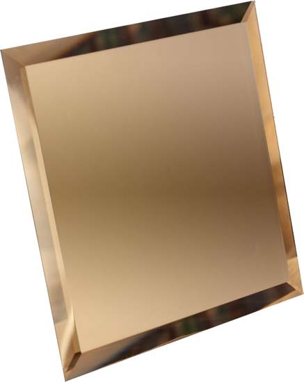 Квадратная зеркальная бронзовая плитка с фацетом 10мм КЗБ1-01 - 180х180 мм/10шт - фото - 1