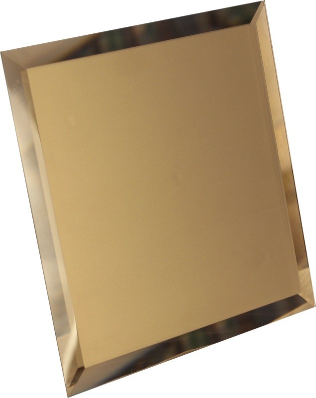 Квадратная зеркальная бронзовая плитка с фацетом 10мм КЗБ1-03 - 250х250 мм/10шт - фото - 1