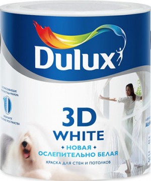 Краска В/Э 3D WHITE 2,5 л на основе мрамора, ослепительно белая матовая Дюлакс - фото - 1