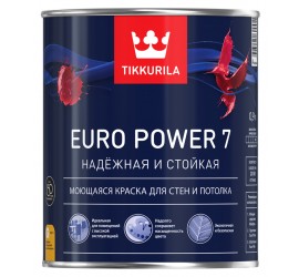Краска латексная "EURO-POWER-7" база С 0,9 л , моющаяся д/стен и потолков TIKKURILA - фото - 1