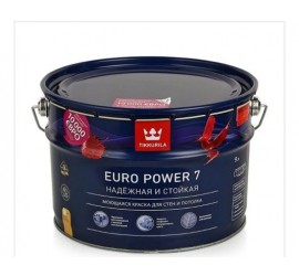 Краска латексная "EURO-POWER-7" база А 9 л , моющаяся д/стен и потолков TIKKURILA - фото - 1