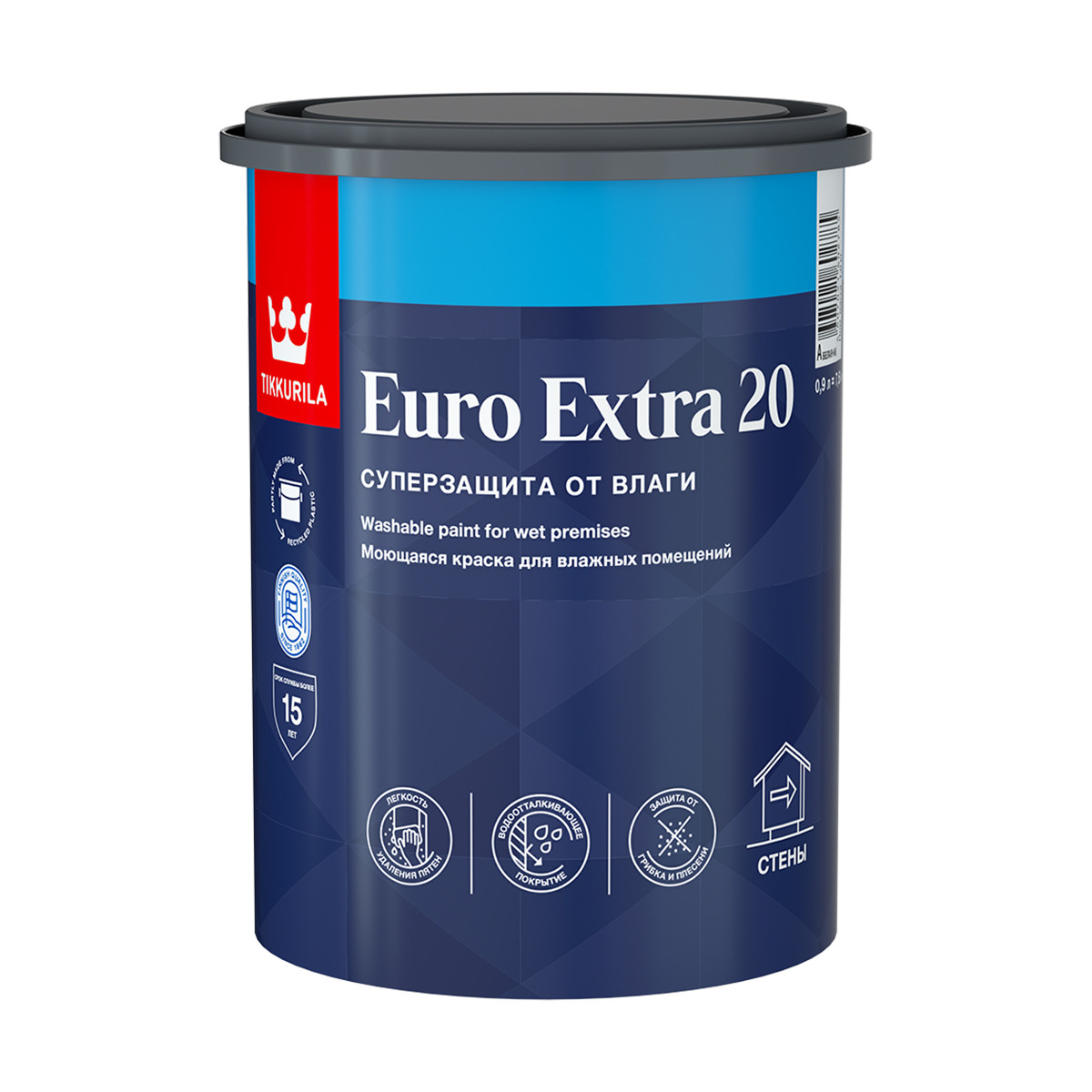 Краска Euro Extra-20 (Евро-20) TIKKURILA 0,9л белый (база А) Tikkurila - фото - 1