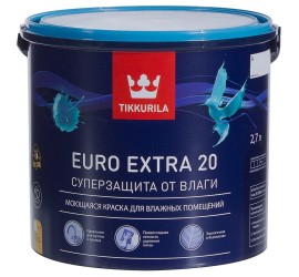 Краска "EURO EXTRA 20"моющаяся для влажных помещений 2,7 л база А TIKKURILA - фото - 1