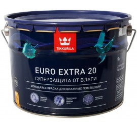 Краска "EURO EXTRA 20"моющаяся для влажных помещений 9 л база А TIKKURILA - фото - 1