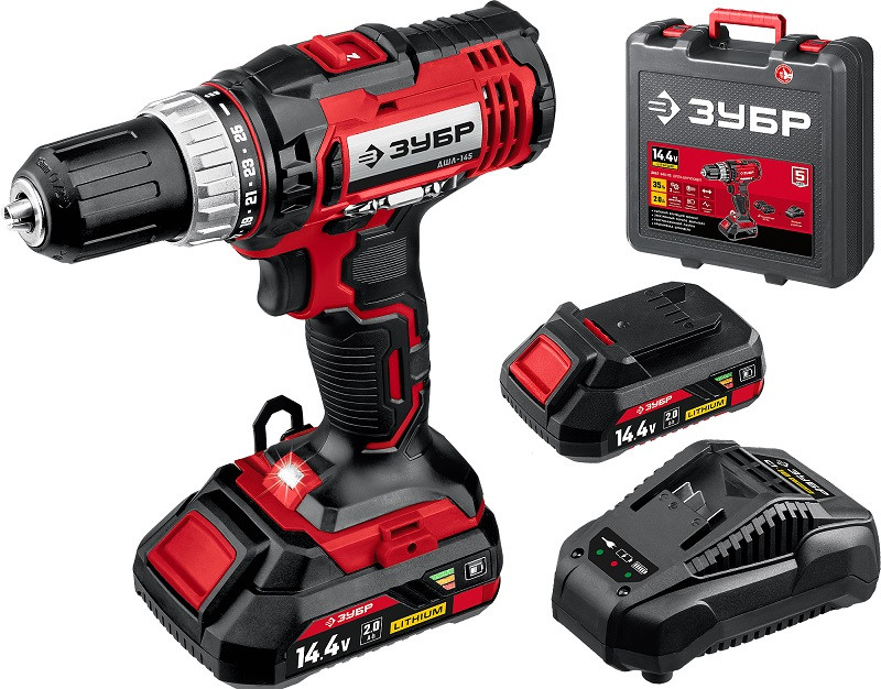 Дрель-шуруповерт 14,4 В, 2 АКБ (2Ач), в кейсе ЗУБР ДШЛ-145-22 - фото - 3