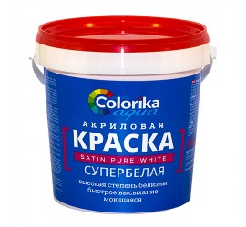 Краска "Colorika Aqua" супер-белая шелковистая моющаяся 1 кг - фото - 1