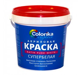 Краска "Colorika Aqua" супер-белая шелковистая моющаяся 1 кг - фото - 1