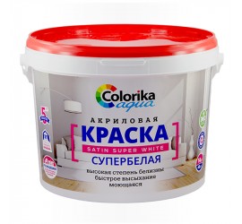 Краска "Colorika Aqua" супер-белая шелковистая моющаяся 3кг - фото - 1