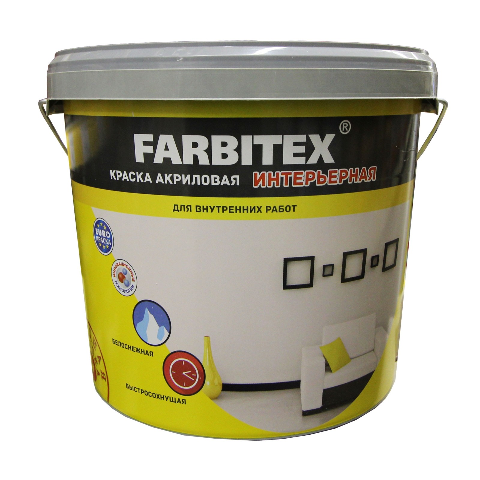 Краска акриловая интерьерная 6 кг Farbitex - фото - 1