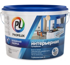 Краска ПРОФИЛЮКС PL 10L латексная интерьерная влагостойкая белая 14 кг - фото - 1