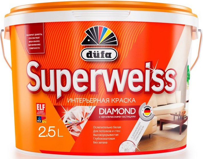 Краска супербелая универсальная SUPERWEISS RD4 2,5 л DUFA - фото - 1