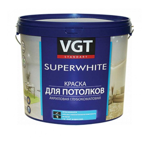 Краска ВД АК-2180 для потолков, супербелая 3 кг ВГТ - фото - 1