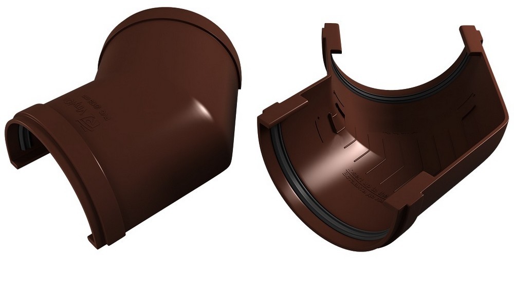 Угол желоба 135 градусов коричневый ПВХ - фото - 2