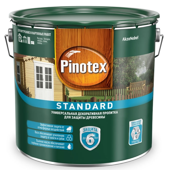 PINOTEX STANDARD антисептик, ореховое дерево 2,7л - фото - 2