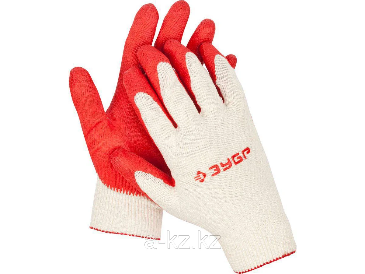 Перчатки трикотажные х/б ЗУБР МAСTEP 13 класс обливная ладонь из латекса L-XL 11458-XL - фото - 1