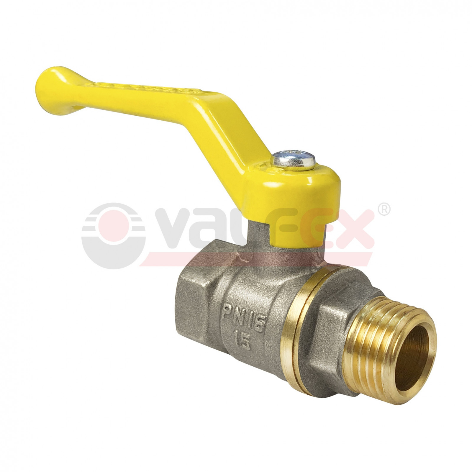 Кран шаровый для газа латунь VALFLEX вн-нар никелерованный . рычаг 1/2