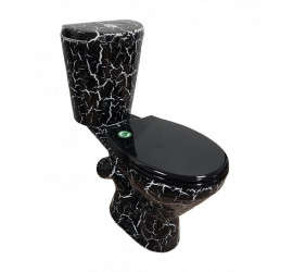 Унитаз -компакт "ЭЛЕГАНТ" ЧЁРНЫЙ КРАКЕЛЮР КИРОВ (1-реж, сиденье ПП) - фото - 2