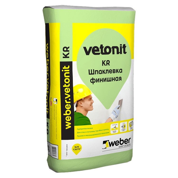 Шпатлевка на органическом связующем Weber.Vetonit KR белая 20 кг - фото - 1