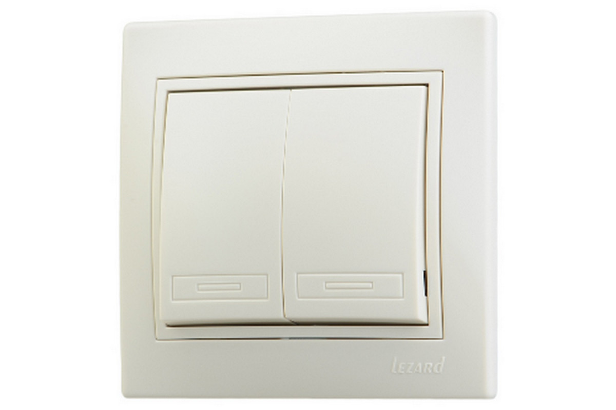 Выключатель 2-кл. СП Мира крем. Lezard 701-0303-101 - фото - 1