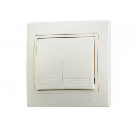 Выключатель 2-кл. СП Мира крем. Lezard 701-0303-101 - фото - 1