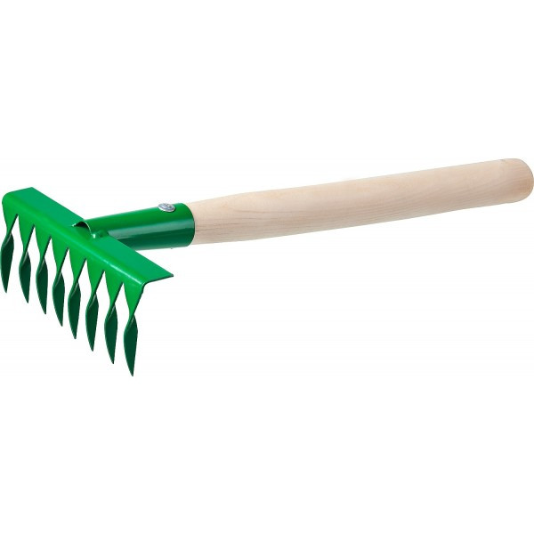 Грабельки садовые с деревянной ручкой, РОСТОК 39613, 8 витых зубцов, 160x62x405 мм 39613 - фото - 1
