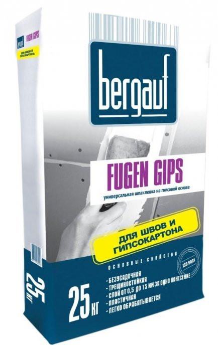 Шпаклевка гипсовая для ГКЛ Fugen Gips Bergauf (1-15мм) 5кг - фото - 1
