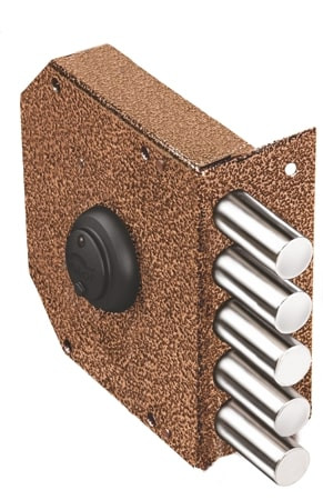 Замок накладной Elbor (Эльбор) Гранит 1.06.51.КМА никель, сув., 5 риг., зап. коробка, медный антик / 07340/ - фото - 1