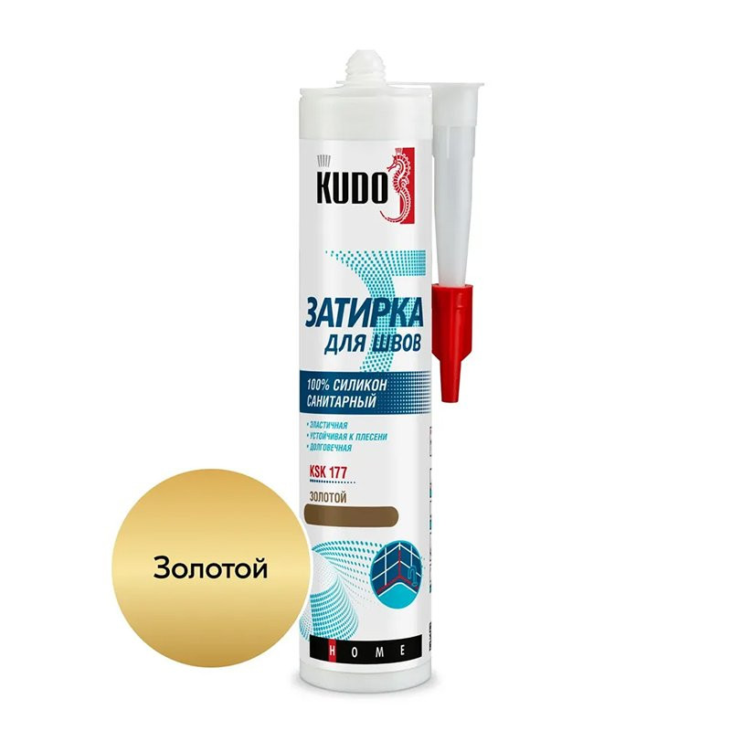 Герметик-затирка для швов KUDO HOME силиконовый санитарный золотой 280мл KSK-177 - фото - 4