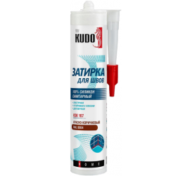 Герметик-затирка для швов KUDO HOME силиконовый санитарный красно-коричневый RAL 8004 280мл KSK-167 - фото - 5
