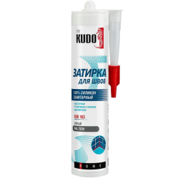 Герметик-затирка для швов KUDO HOME силиконовый санитарный серый RAL 7039 280мл KSK-163 - фото - 4