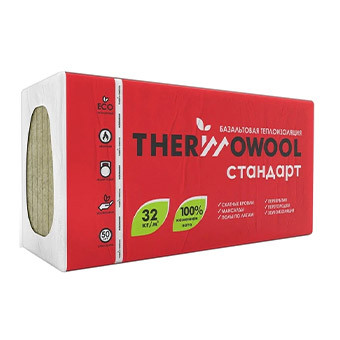 Плита ИЗОМИН-32 ThermoWool Стандарт 1200*600*50 (32кг/м3, 0,288м3; 5,76м2;1уп=8шт) (1164314) - фото - 1