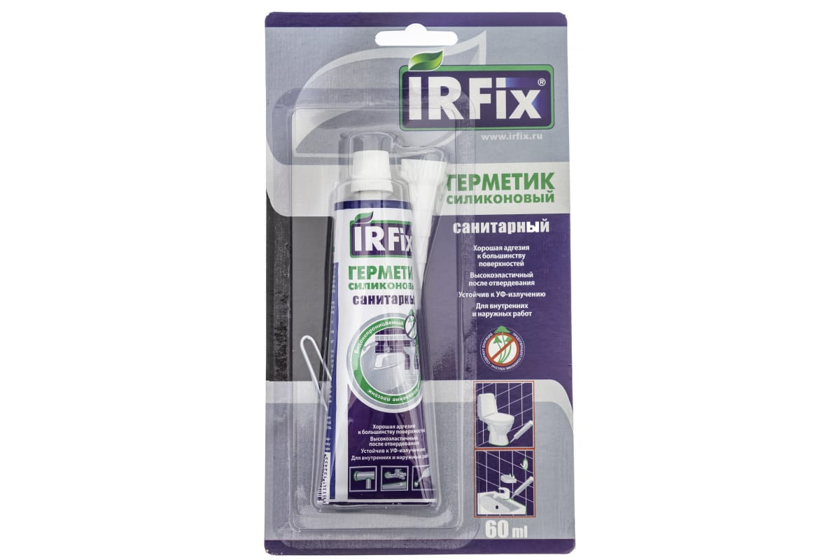 Герметик IRFIX силиконовый санитарный прозрачный 60 мл - фото - 2