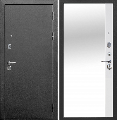 Дверь металлическая Тайга 9 зеркало эмалит белый 2050*960,860 правая,левая - фото - 1