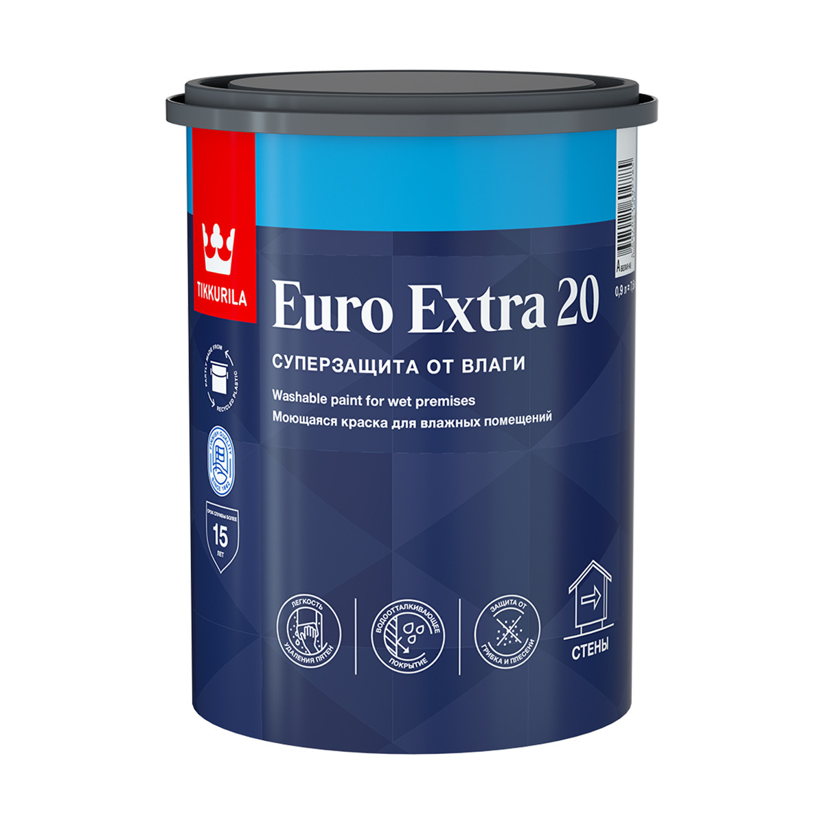 Краска Euro Extra-20 (Евро-20) TIKKURILA 0,9л бесцветный (база С) Tikkurila - фото - 1