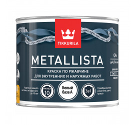 Краска для металла по ржавчине 3в1 Metallista TIKKURILA Белая База А (0,4л) - фото - 1