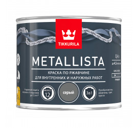 Краска для металла по ржавчине 3в1 Metallista TIKKURILA 0,4 л серая - фото - 1
