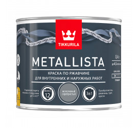 Краска для металла по ржавчине 3в1 Metallista TIKKURILA МОЛОТКОВАЯ 0,4 л Серебристая - фото - 1