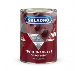 Грунт-эмаль по ржавчине 3 в 1 Skladno, 0,8 кг, черная - фото - 1