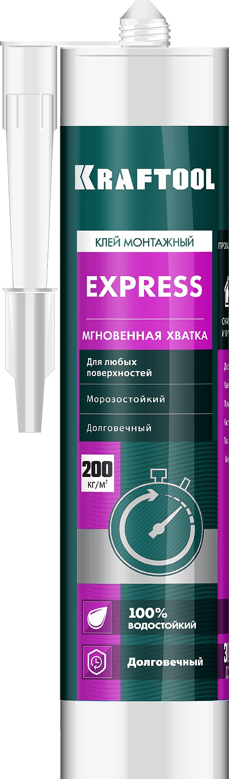 KRAFTOOL EXPRESS, 310мл прозрачный, монтажный клей экспресс хватка (41347) - фото - 1