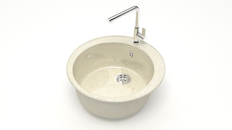 Мойка глянцевая Marrbaxx Z510Q2 Бежевая , круглая 507х200 - фото - 2
