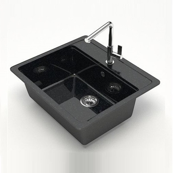 Мойка глянцевая Marrbaxx Z9 Q4 Чёрная, прямоугольная 570x505х200 - фото - 3