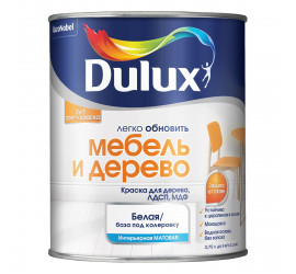 Краска грунт для дерева DULUX ЛЕГКО ОБНОВИТЬ МЕБЕЛЬ И ДЕРЕВО, ЛДСП, МДФ, матовая, база BС 0,75л - фото - 4