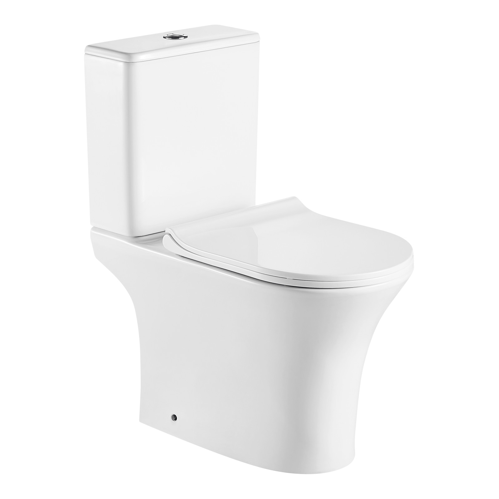 Унитаз-компакт безободковый HOLLER LAN (650*340*770мм, сиденье дюропласт с микролифтом, арматура 2-х режимная) (2 места) белый - фото - 3