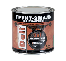 Грунт-эмаль по ржавчине "DALI" 3в1 молотковая коричневая 0,75 л "Рогнеда" - фото - 3