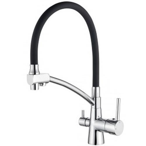 L4855-2 Смеситель для кухни Ledeme D.35 с выходом для питьевой воды (черный/хром) - фото - 1